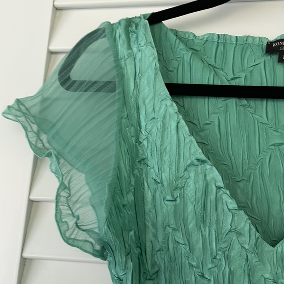 KOMAROV SEAFOAM GREEN V-NECK sizeM STUNNING DRESS! - Picture 3 of 7